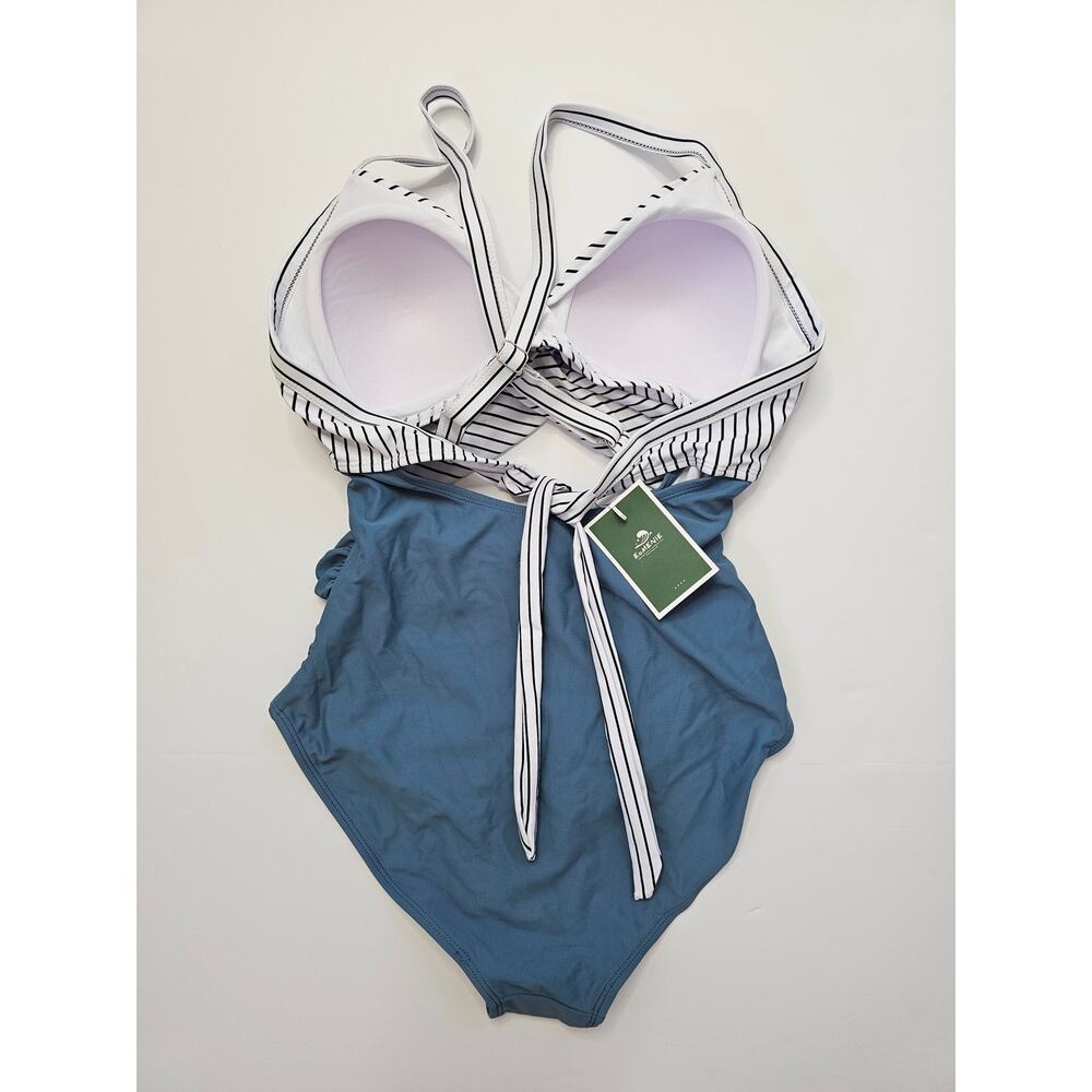 Eomenie Striped one piece cut out Bathing suit swim Women Size S - Picture 2 of 7